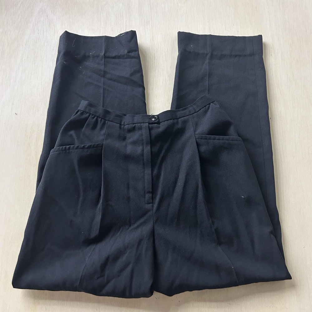 Halston III Pants Womens 12 Black Pleated Straight Leg Elastic Waist Dressy Work